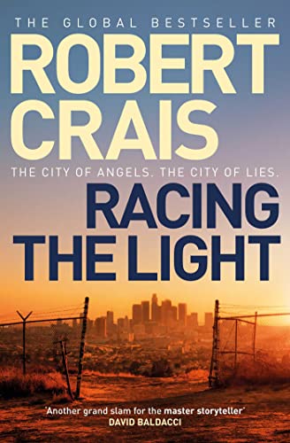 Book cover: “Racing the Light” by Robert Crais, with a city skyline.