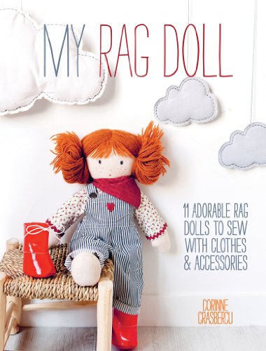 Book cover featuring a handmade rag doll with red hair and blue striped overalls.