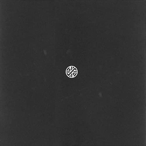 Black album cover with a small, white circular symbol in the center.