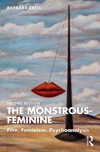 Book cover with a surrealist image of lips and a dark spire.
