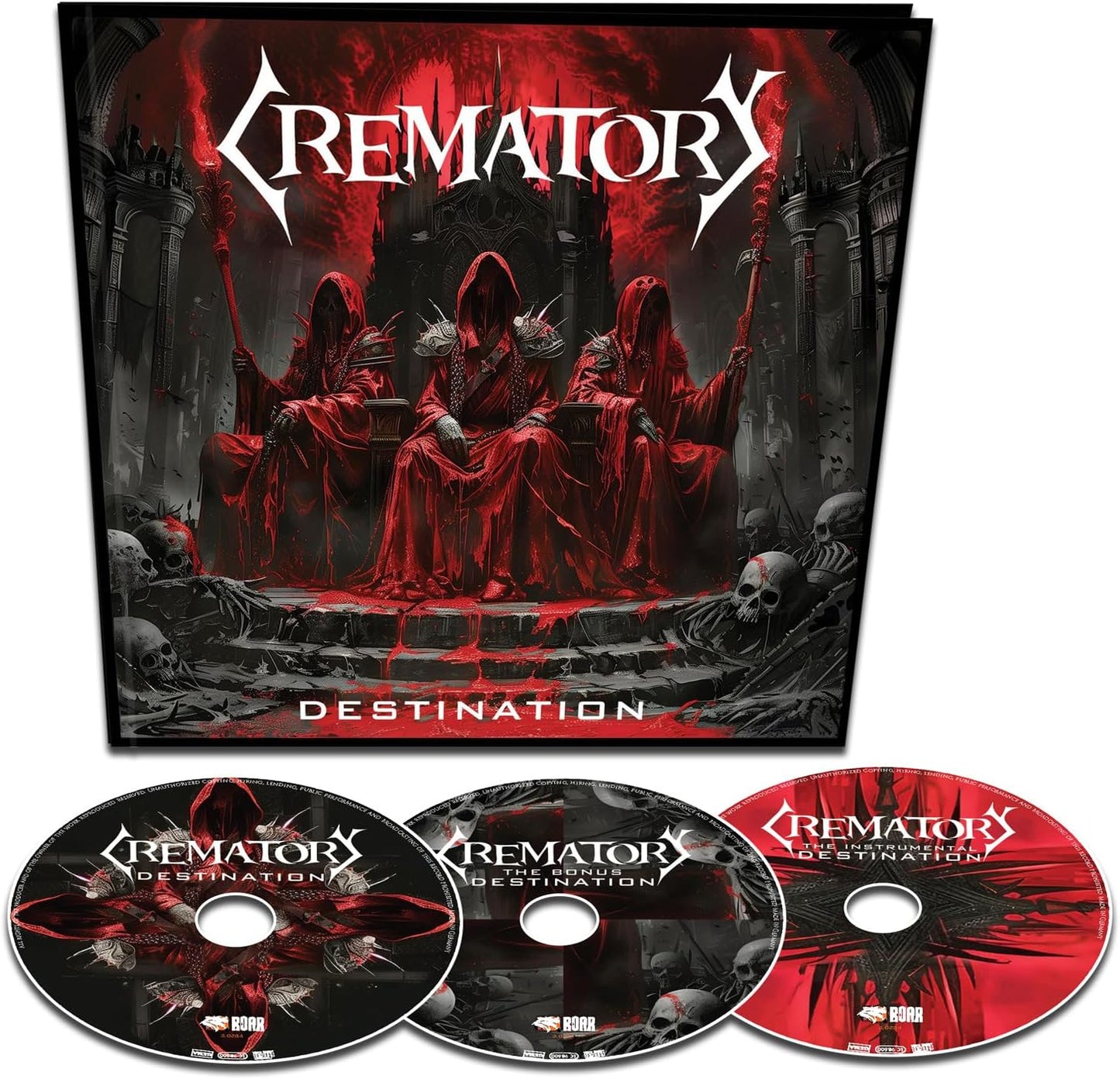 Crematory "Destination" 3CD earbook with gothic imagery and skulls.