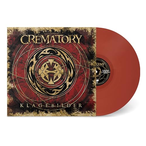 Crimson vinyl record with ornate, dark red and gold album cover art.