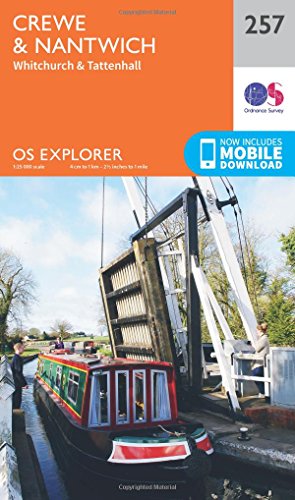 Ordnance Survey Explorer Map 257 cover, featuring a canal lift and boat.
