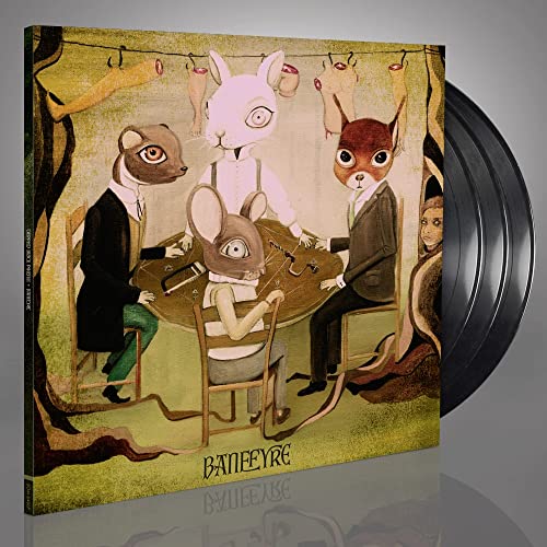 Album cover with anthropomorphic animals seated around a table, vinyl records beside.