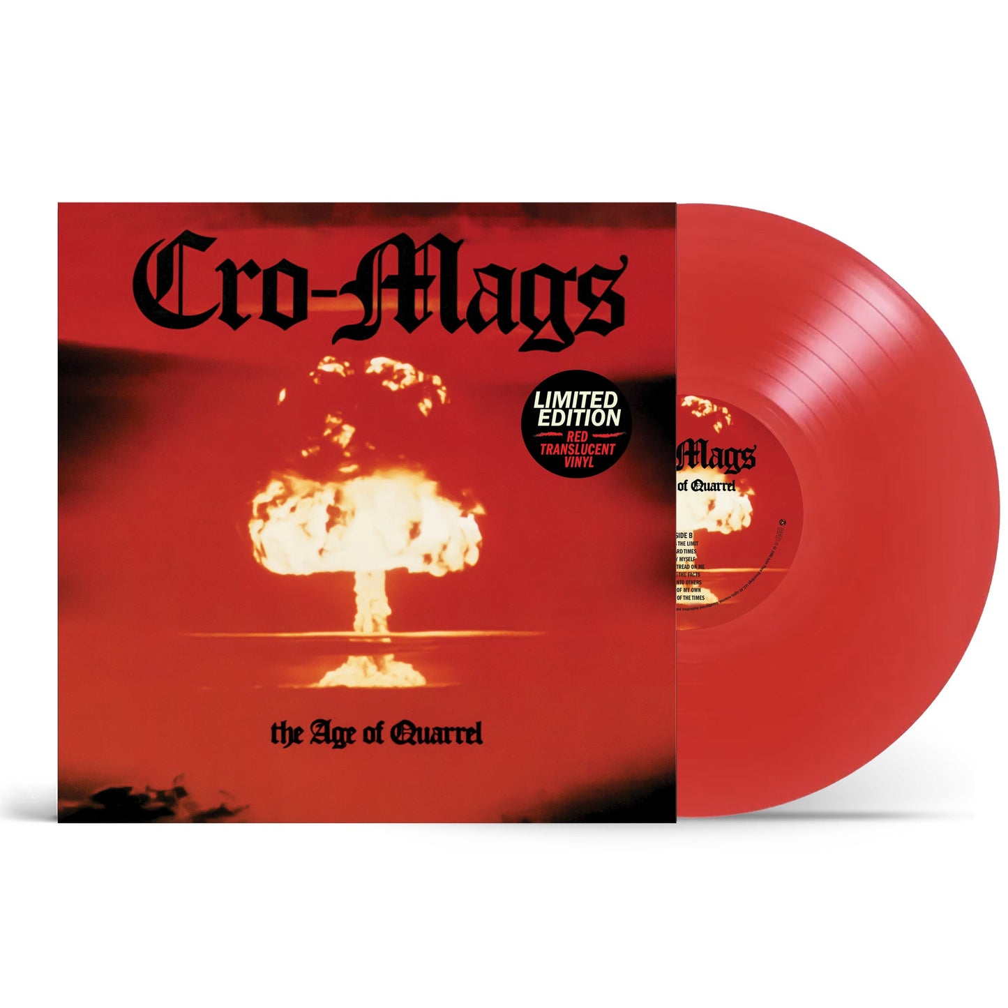 Red translucent vinyl LP of Cro-Mags’ “The Age of Quarrel” album.