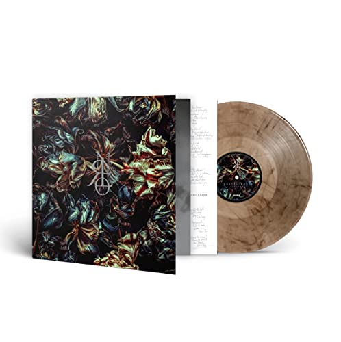 Vinyl record with floral cover art and accompanying lyric sheet.
