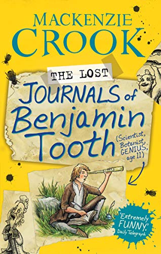 Book cover with yellow background, featuring illustrations of a boy and ink sketches.