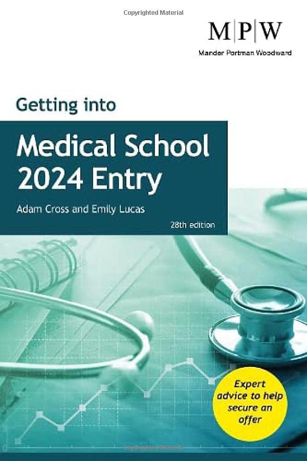 Book cover with stethoscope and grid pattern, titled “Getting into Medical School.”