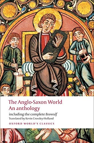 Book cover depicting illuminated manuscript art and the title “The Anglo-Saxon World”.