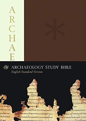 Brown Bible cover with gold lettering and ancient scroll image.