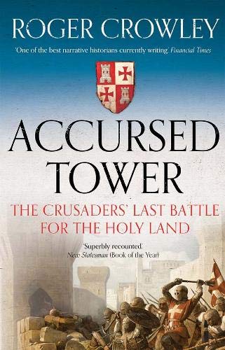 Book cover showing a medieval battle scene with knights and a heraldic shield.