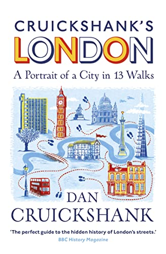Book cover: “Cruickshank’s London” with illustrated London landmarks and red route.