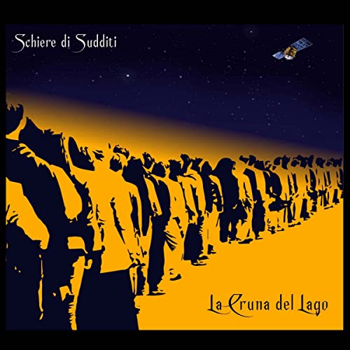 CD cover: silhouetted crowd under a starry night and satellite.
