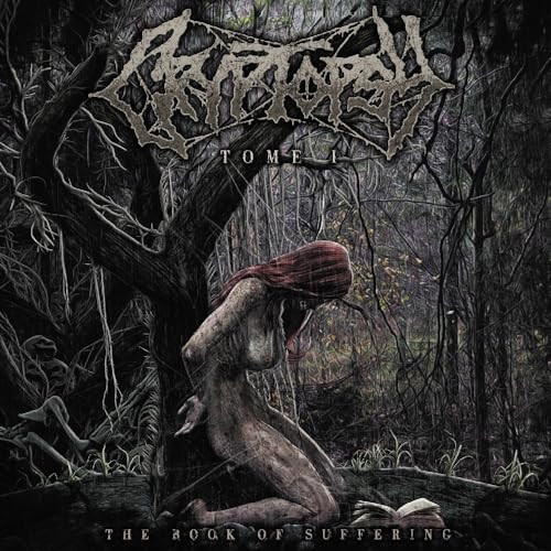 Cryptopsy album cover: dark forest scene with a kneeling, distressed figure.