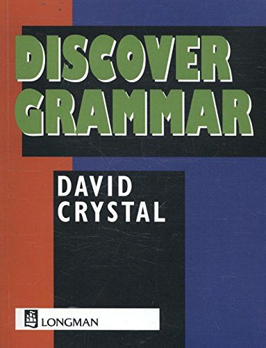 Book cover: "Discover Grammar" by David Crystal, with blue and red blocks.