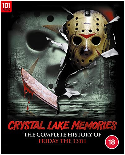 Hockey mask and bloody knife on a "Friday the 13th" Blu-ray cover.