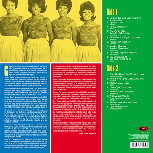 Vinyl record back cover featuring The Crystals and tracklist details.