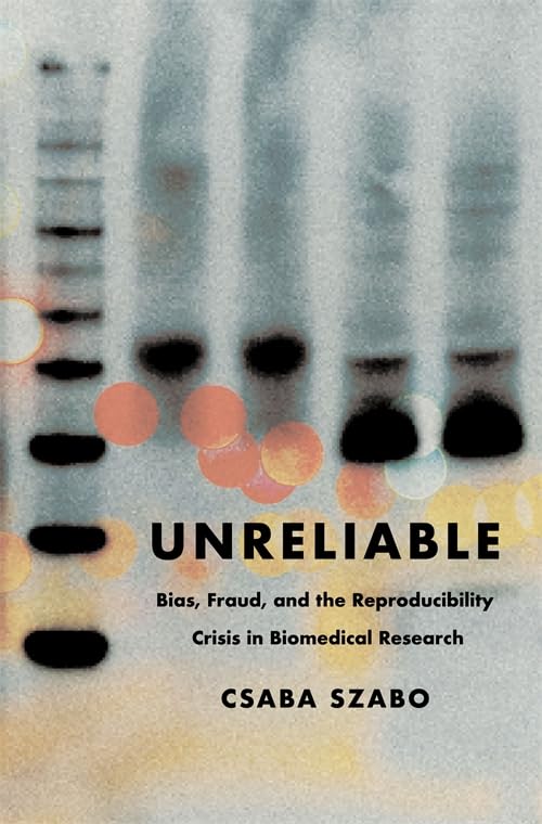 Book cover with blurred lab test image and bold title "UNRELIABLE".