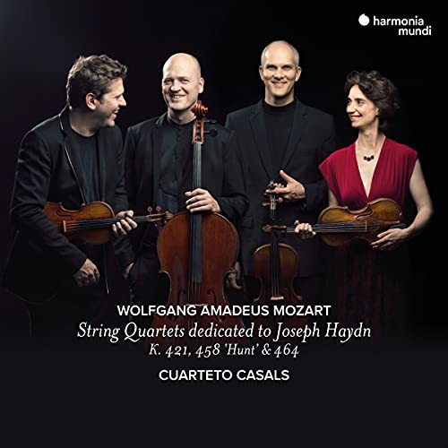 Cuarteto Casals, four musicians with string instruments, album cover.