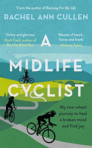 Book cover: cyclists on a winding road against a blue and green landscape.