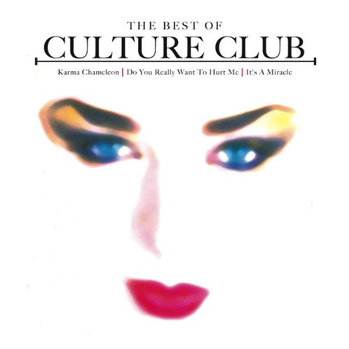 Album cover for The Best of Culture Club featuring stylized eyes and red lips.