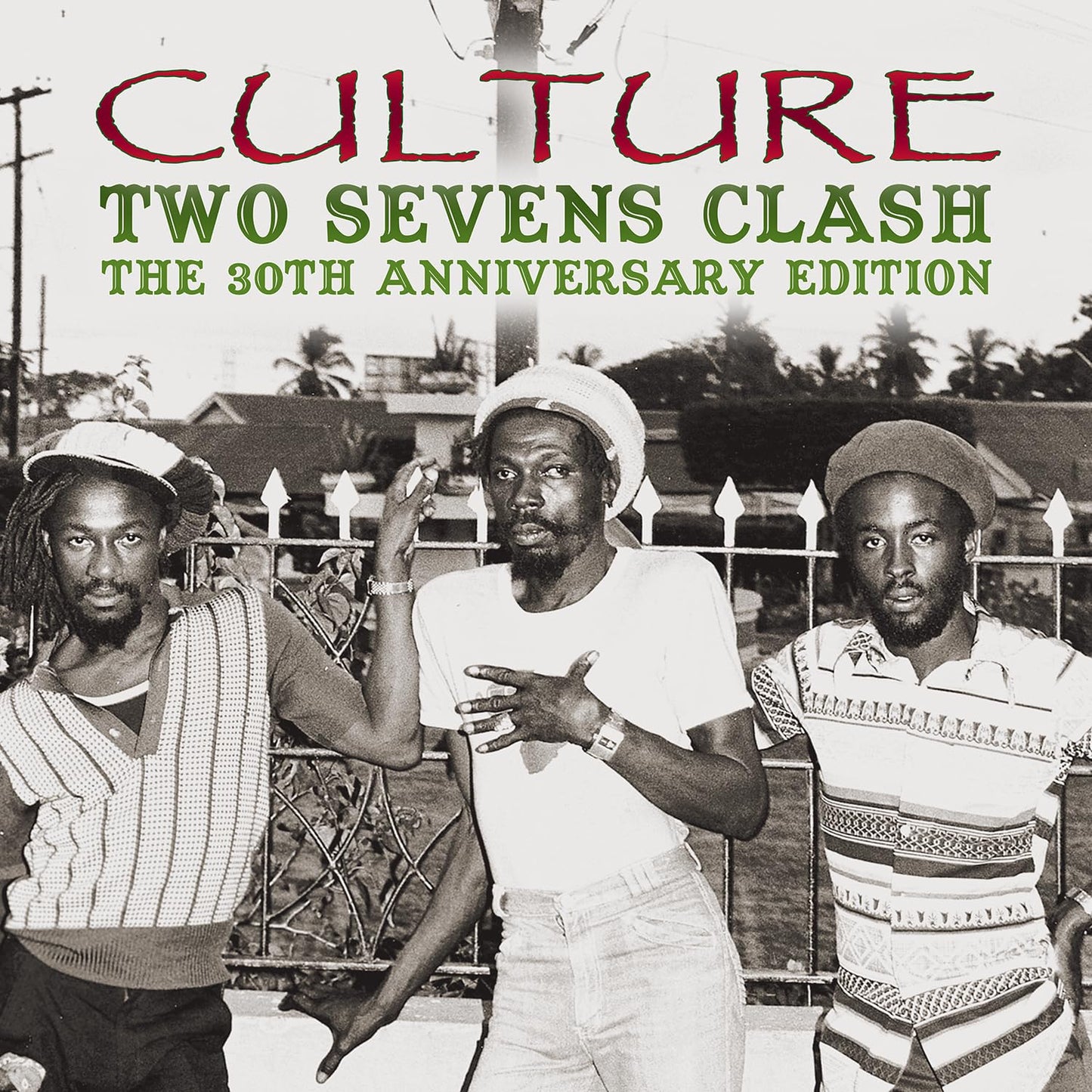 Album cover for Culture’s “Two Sevens Clash” featuring three men outdoors.