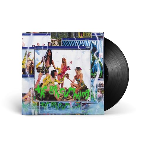 Vinyl record with cover art depicting multiple figures in vibrant, distorted scenes.