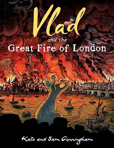 A rat and a flea watch the Great Fire of London from a riverbank.