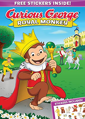 Curious George as a king with a scepter, DVD cover art.