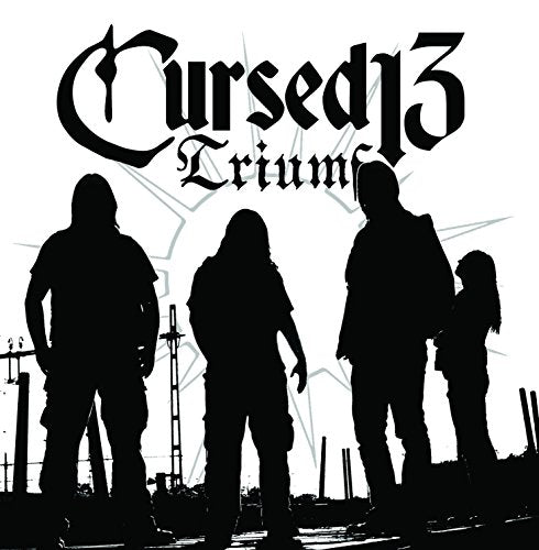 Black silhouette of a band against a stark white and grey background.