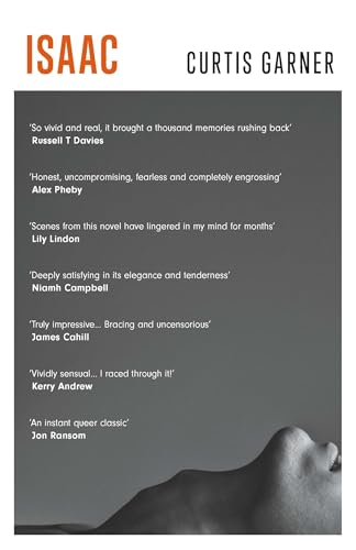 Book cover for Isaac by Curtis Garner featuring critical reviews and a person's profile.