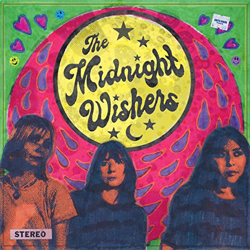 Album cover featuring three people below a large yellow moon with text and stars.