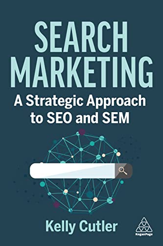 Book cover: “Search Marketing” by Kelly Cutler, with a network graphic.