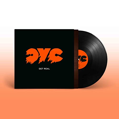 Black vinyl record with orange and white "CVC - Get Real" album cover.