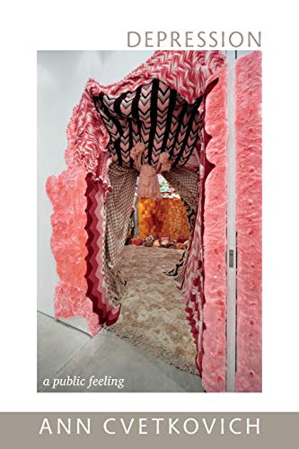 Book cover with abstract pink and gray textile installation artwork.