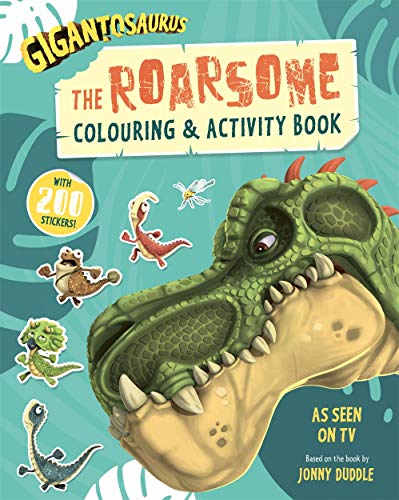 Gigantosaurus colouring and activity book with dinosaur and stickers.