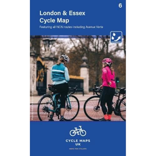 Cycle map cover featuring two cyclists on a city street.