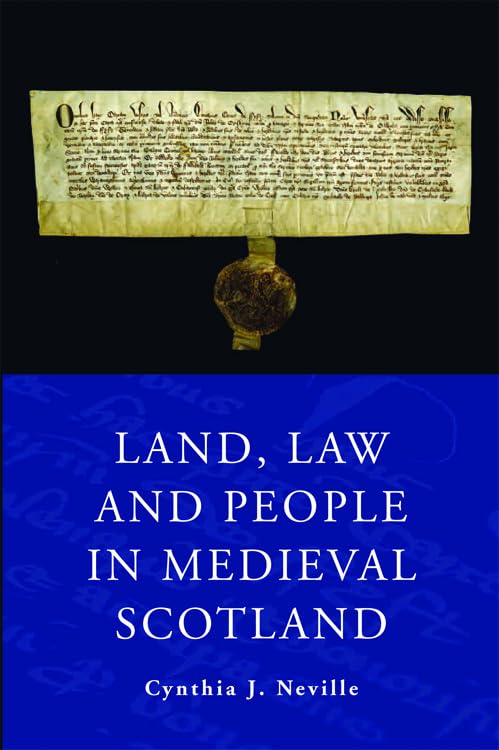 Book cover: medieval document, wax seal, and title "Land, Law and People".