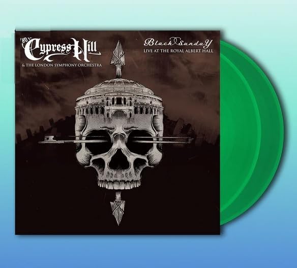 Cypress Hill vinyl album cover with skull and Royal Albert Hall image.