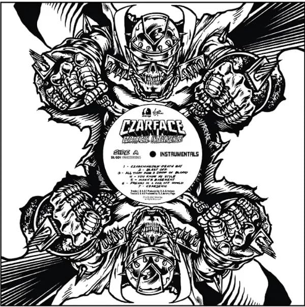 Black and white vinyl record with a robotic Czarface illustration.