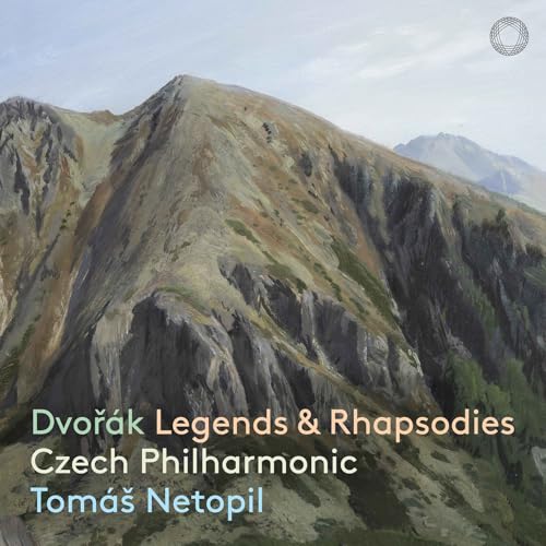 CD cover: mountain landscape with text “Dvořák Legends & Rhapsodies”.