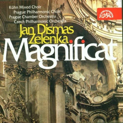 CD cover featuring ornate baroque architecture with "Jan Dismas Zelenka - Magnificat" text.
