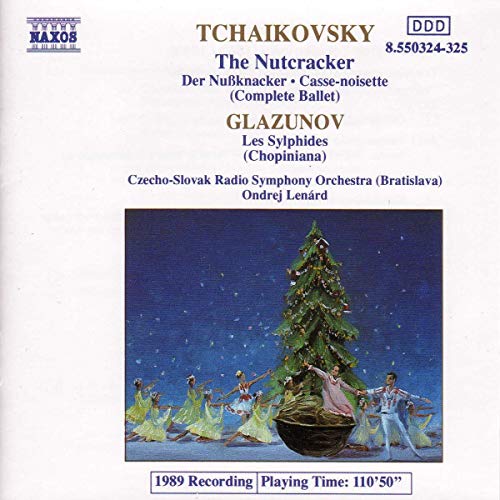 CD cover for Tchaikovsky’s The Nutcracker, featuring a Christmas tree scene.