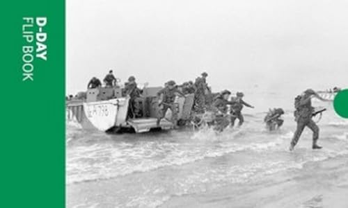Black and white photo of soldiers storming a beach during D-Day.