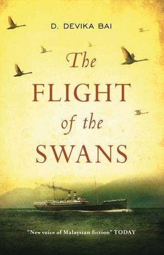 Book cover: ship on water, with flying swans and red title text.