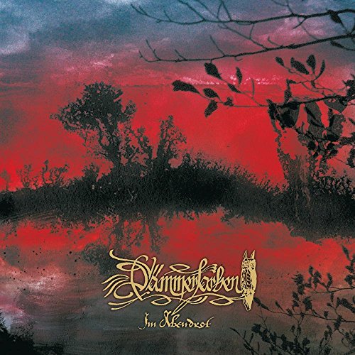 Album cover: dark landscape with red sky and ornate band logo.