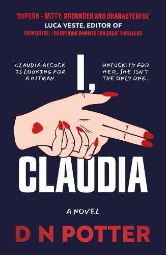 Book cover: hand with red nails pointing like a gun, title "I, Claudia".