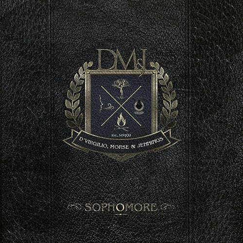 Dark album cover with a gold crest and the title "Sophomore" below.