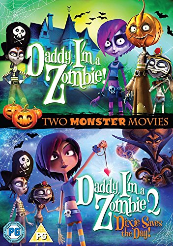 DVD cover for "Daddy I'm A Zombie" 1 & 2, featuring cartoon monsters.