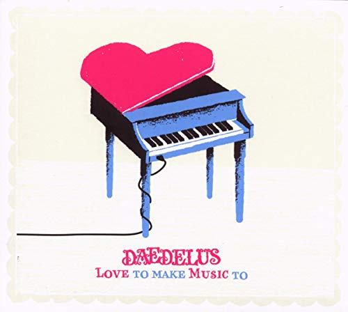 CD cover: illustrated piano with a pink heart, text “Daedelus”.